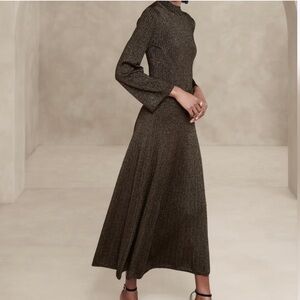 Banana Republic LENA METALLIC SWEATER Midi Skirt Set Gold Black